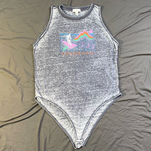 Forever 21 Tops - Forever 21 Burnout Graphic Ski Colorado Bodysuit 3X